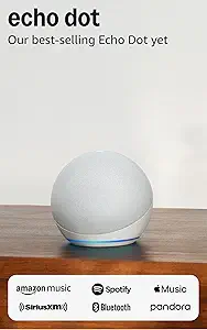 Amazon Echo Dot, Vibrant-sounding speaker with Alexa+ Early Access, Great for bedrooms, dining rooms and offices, Glacier White